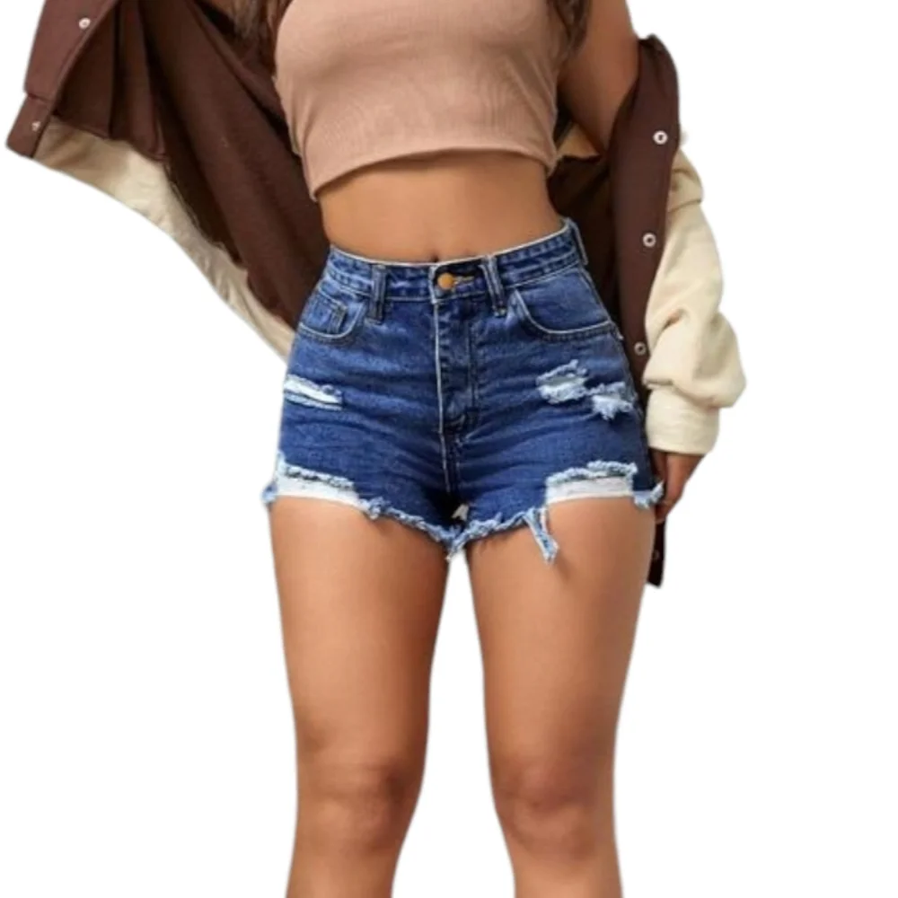 No Boundaries NWT High Rise Destructed Midi Shorts in Dark Wash Size 5
